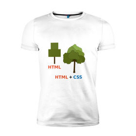 Мужская футболка премиум с принтом Веб-дизайнеры html + css в Санкт-Петербурге, 92% хлопок, 8% лайкра | приталенный силуэт, круглый вырез ворота, длина до линии бедра, короткий рукав | css | html | веб дизайн | дерево | дизайн | программирование | программист
