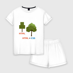 Женская пижама с шортиками хлопок с принтом Веб-дизайнеры html + css в Санкт-Петербурге, 100% хлопок | футболка прямого кроя, шорты свободные с широкой мягкой резинкой | css | html | веб дизайн | дерево | дизайн | программирование | программист