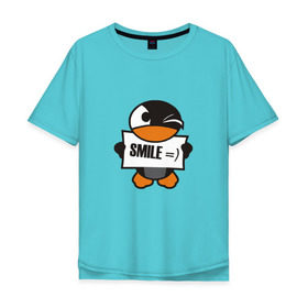 Мужская футболка хлопок Oversize с принтом Улыбка уточки в Санкт-Петербурге, 100% хлопок | свободный крой, круглый ворот, “спинка” длиннее передней части | smie | улыбайтесь | улыбка | утка | уточка