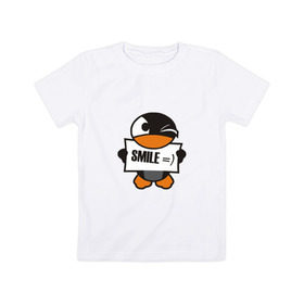 Детская футболка хлопок с принтом Улыбка уточки в Санкт-Петербурге, 100% хлопок | круглый вырез горловины, полуприлегающий силуэт, длина до линии бедер | smie | улыбайтесь | улыбка | утка | уточка