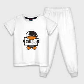 Детская пижама хлопок с принтом Улыбка уточки в Санкт-Петербурге, 100% хлопок |  брюки и футболка прямого кроя, без карманов, на брюках мягкая резинка на поясе и по низу штанин
 | smie | улыбайтесь | улыбка | утка | уточка