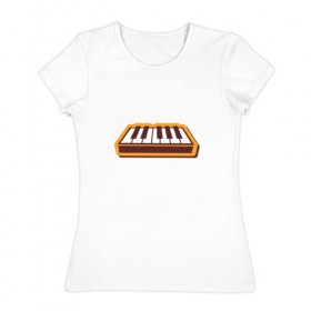Женская футболка хлопок с принтом Клавиатура в Санкт-Петербурге, 100% хлопок | прямой крой, круглый вырез горловины, длина до линии бедер, слегка спущенное плечо | 