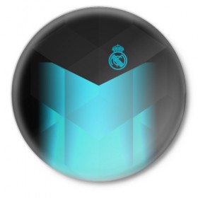 Значок с принтом Real Madrid Geometry Sport в Санкт-Петербурге,  металл | круглая форма, металлическая застежка в виде булавки | Тематика изображения на принте: 