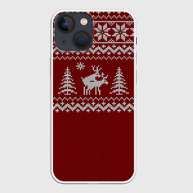 Чехол для iPhone 13 mini с принтом Неприличные Олени в Санкт-Петербурге,  |  | Тематика изображения на принте: 2019 | 2020 | 2021 | 2022 | 2023 | 2024 | 2025 | вязание | вязаный | год | дед | елка | елки | лес | мороз | новый | олени | олень | оленями | прикол | свитер | снегурочка | шутка | юмор