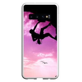 Чехол для Samsung Galaxy S10 с принтом climbing в Санкт-Петербурге, Силикон | Область печати: задняя сторона чехла, без боковых панелей | adrenaline | extreme | hiking | mountaineering | mountains | risk | rock climb | rocks | sport | адреналин | альпинизм | высота | горы | риск | скалолазание | скалы | спорт | туризм | экстрим