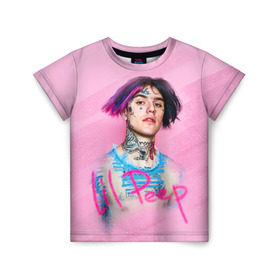 Детская футболка 3D с принтом Lil Pink в Санкт-Петербурге, 100% гипоаллергенный полиэфир | прямой крой, круглый вырез горловины, длина до линии бедер, чуть спущенное плечо, ткань немного тянется | lil peep | rap | густав ор | лил пип | рэп