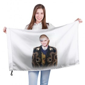 Флаг 3D с принтом White Peep в Санкт-Петербурге, 100% полиэстер | плотность ткани — 95 г/м2, размер — 67 х 109 см. Принт наносится с одной стороны | lil peep | rap | густав ор | лил пип | рэп