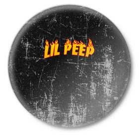 Значок с принтом Lil Fire Peep в Санкт-Петербурге,  металл | круглая форма, металлическая застежка в виде булавки | lil peep | rap | густав ор | лил пип | рэп