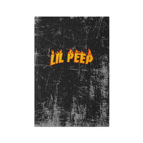 Обложка для паспорта матовая кожа с принтом Lil Fire Peep в Санкт-Петербурге, натуральная матовая кожа | размер 19,3 х 13,7 см; прозрачные пластиковые крепления | lil peep | rap | густав ор | лил пип | рэп