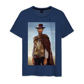 Мужская футболка хлопок с принтом Clint Eastwood в Санкт-Петербурге, 100% хлопок | прямой крой, круглый вырез горловины, длина до линии бедер, слегка спущенное плечо. | Тематика изображения на принте: дикий запад | клинт иствуд | ковбой | техас
