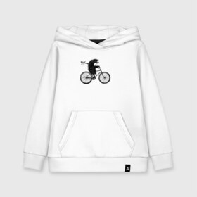 Детская толстовка хлопок с принтом Ежик на велосипеде в Санкт-Петербурге, 100% хлопок | Круглый горловой вырез, эластичные манжеты, пояс, капюшен | Тематика изображения на принте: велосипед | ежик