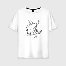 Женская футболка хлопок Oversize с принтом LIL PEEP Cry Baby в Санкт-Петербурге, 100% хлопок | свободный крой, круглый ворот, спущенный рукав, длина до линии бедер
 | band | bird | cry baby | emo | lil peep | logo | music | musician | rap | swag | whiner | группа | леттеринг | логотип | музыка | музыкант | нытик | птица | рэп | сваг | шрифт | эмо