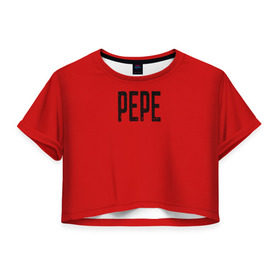 Женская футболка 3D укороченная с принтом LiL PEPE в Санкт-Петербурге, 100% полиэстер | круглая горловина, длина футболки до линии талии, рукава с отворотами | cry baby | emo | lil peep | rap | группа | музыка | надпись | нытик | рэп | эмо