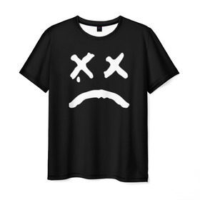 Мужская футболка 3D с принтом LiL PEEP RIP в Санкт-Петербурге, 100% полиэфир | прямой крой, круглый вырез горловины, длина до линии бедер | band | cry baby | emo | lil peep | music | musician | rap | smile | swag | tear | музыка | музыкант | нытик | рэп | сваг | слеза | смайлик | эмо