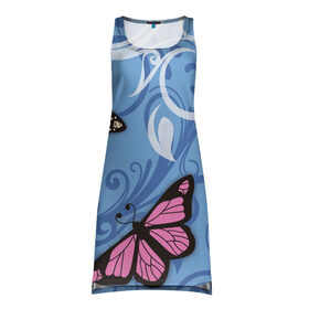 Платье-майка 3D с принтом Чудо природы в Санкт-Петербурге, 100% полиэстер | полуприлегающий силуэт, широкие бретели, круглый вырез горловины, удлиненный подол сзади. | бабочки | волшебство | крылья | насекомое | полет | природа | сказка | цветное | яркое
