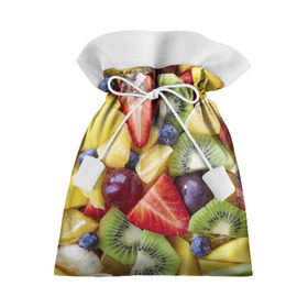 Подарочный 3D мешок с принтом Фруктовое ассорти в Санкт-Петербурге, 100% полиэстер | Размер: 29*39 см | витамины | еда | клубника | лимон | малина | овощи | фрукты | цвета | яблоко | яркие