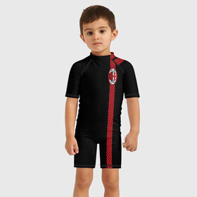 Детский купальный костюм 3D с принтом AC MILAN в Санкт-Петербурге, Полиэстер 85%, Спандекс 15% | застежка на молнии на спине | ac milan | fc | fc milan | football | milan | soccer | белый | клуб | красный | милан | спорт | спортивные | фк | футбол | цвет.логотип | черный | эмблема