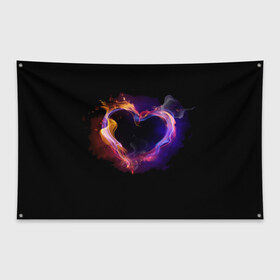 Флаг-баннер с принтом Огненное сердце в Санкт-Петербурге, 100% полиэстер | размер 67 х 109 см, плотность ткани — 95 г/м2; по краям флага есть четыре люверса для крепления | любовь | огонь | сердце