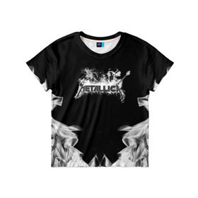 Детская футболка 3D с принтом Metallica в Санкт-Петербурге, 100% гипоаллергенный полиэфир | прямой крой, круглый вырез горловины, длина до линии бедер, чуть спущенное плечо, ткань немного тянется | Тематика изображения на принте: metallica | группа | джеймс хэтфилд | кирк хэмметт | ларс ульрих | метал | металика | металлика | миталика | музыка | роберт трухильо | рок | трэш | трэшметал | хард | хардрок | хеви | хевиметал