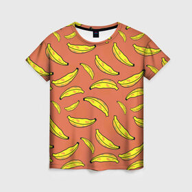 Женская футболка 3D с принтом банан в Санкт-Петербурге, 100% полиэфир ( синтетическое хлопкоподобное полотно) | прямой крой, круглый вырез горловины, длина до линии бедер | banan | банан