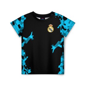 Детская футболка 3D с принтом Real Madrid 2018 Original в Санкт-Петербурге, 100% гипоаллергенный полиэфир | прямой крой, круглый вырез горловины, длина до линии бедер, чуть спущенное плечо, ткань немного тянется | emirates | fc | real madrid | абстракция | реал мадрид | футбольный клуб | эмблема