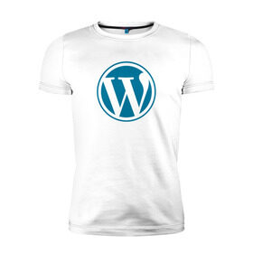 Мужская футболка премиум с принтом WordPress CMS в Санкт-Петербурге, 92% хлопок, 8% лайкра | приталенный силуэт, круглый вырез ворота, длина до линии бедра, короткий рукав | Тематика изображения на принте: wordpress | вордпрес | вордпресс