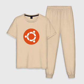 Мужская пижама хлопок с принтом Ubuntu OS в Санкт-Петербурге, 100% хлопок | брюки и футболка прямого кроя, без карманов, на брюках мягкая резинка на поясе и по низу штанин
 | Тематика изображения на принте: ubuntu | убунта | убунту
