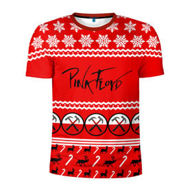 Мужская футболка 3D спортивная с принтом Праздничный Pink Floyd в Санкт-Петербурге, 100% полиэстер с улучшенными характеристиками | приталенный силуэт, круглая горловина, широкие плечи, сужается к линии бедра | pink floyd | pinkfloyd | арт | артрок | группа | д | знак | красный | надпись | новогодний | новый год | пинк флойд | пинкфлойд | праздник | прогрессивный | психоделический | рождество | рок | сид барретт
