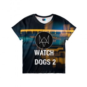 Детская футболка 3D с принтом Watch Dogs 2 в Санкт-Петербурге, 100% гипоаллергенный полиэфир | прямой крой, круглый вырез горловины, длина до линии бедер, чуть спущенное плечо, ткань немного тянется | 