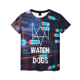 Женская футболка 3D с принтом Watch Dogs в Санкт-Петербурге, 100% полиэфир ( синтетическое хлопкоподобное полотно) | прямой крой, круглый вырез горловины, длина до линии бедер | game | wath dogs 2 | город | девушка | дрон | игры | компьютеры | пистолет | телефон | технологии | хакер