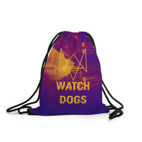 Рюкзак-мешок 3D с принтом WATCH DOGS NEON WORLD в Санкт-Петербурге, 100% полиэстер | плотность ткани — 200 г/м2, размер — 35 х 45 см; лямки — толстые шнурки, застежка на шнуровке, без карманов и подкладки | Тематика изображения на принте: wath dogs 2 | хакер