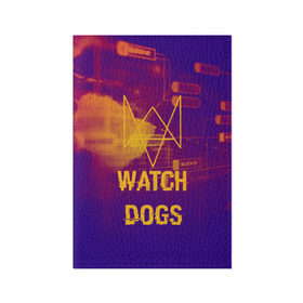 Обложка для паспорта матовая кожа с принтом WATCH DOGS NEON WORLD в Санкт-Петербурге, натуральная матовая кожа | размер 19,3 х 13,7 см; прозрачные пластиковые крепления | wath dogs 2 | хакер