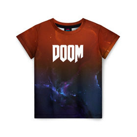 Детская футболка 3D с принтом DOOM SPACE GAME в Санкт-Петербурге, 100% гипоаллергенный полиэфир | прямой крой, круглый вырез горловины, длина до линии бедер, чуть спущенное плечо, ткань немного тянется | 