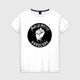 Женская футболка хлопок с принтом Angerfist Hardcore в Санкт-Петербурге, 100% хлопок | прямой крой, круглый вырез горловины, длина до линии бедер, слегка спущенное плечо | angerfist | hardcore