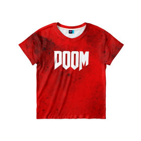 Детская футболка 3D с принтом DOOM MARS GAME в Санкт-Петербурге, 100% гипоаллергенный полиэфир | прямой крой, круглый вырез горловины, длина до линии бедер, чуть спущенное плечо, ткань немного тянется | art | doom | game | возвращение | дум | игра | легенда | шутер