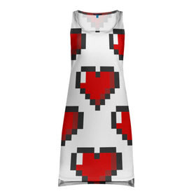 Платье-майка 3D с принтом Пиксельные сердечки в Санкт-Петербурге, 100% полиэстер | полуприлегающий силуэт, широкие бретели, круглый вырез горловины, удлиненный подол сзади. | 14 | love | валентин | губы | день | любовь | подарок | поцелуй | сердце | страсть | февраль
