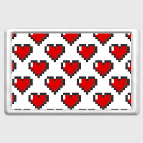 Магнит 45*70 с принтом Пиксельные сердечки в Санкт-Петербурге, Пластик | Размер: 78*52 мм; Размер печати: 70*45 | 14 | love | валентин | губы | день | любовь | подарок | поцелуй | сердце | страсть | февраль