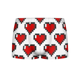 Мужские трусы 3D с принтом Пиксельные сердечки в Санкт-Петербурге, 50% хлопок, 50% полиэстер | классическая посадка, на поясе мягкая тканевая резинка | 14 | love | валентин | губы | день | любовь | подарок | поцелуй | сердце | страсть | февраль
