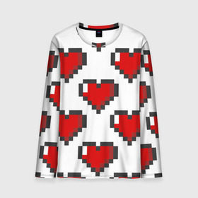 Мужской лонгслив 3D с принтом Пиксельные сердечки в Санкт-Петербурге, 100% полиэстер | длинные рукава, круглый вырез горловины, полуприлегающий силуэт | Тематика изображения на принте: 14 | love | валентин | губы | день | любовь | подарок | поцелуй | сердце | страсть | февраль