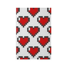 Обложка для паспорта матовая кожа с принтом Пиксельные сердечки в Санкт-Петербурге, натуральная матовая кожа | размер 19,3 х 13,7 см; прозрачные пластиковые крепления | 14 | love | валентин | губы | день | любовь | подарок | поцелуй | сердце | страсть | февраль