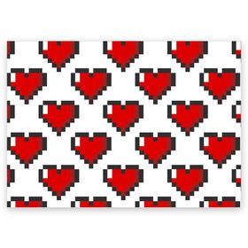 Поздравительная открытка с принтом Пиксельные сердечки в Санкт-Петербурге, 100% бумага | плотность бумаги 280 г/м2, матовая, на обратной стороне линовка и место для марки
 | 14 | love | валентин | губы | день | любовь | подарок | поцелуй | сердце | страсть | февраль