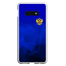 Чехол для Samsung S10E с принтом RUSSIA SPORT в Санкт-Петербурге, Силикон | Область печати: задняя сторона чехла, без боковых панелей | russia | белый | болельщик | герб | двуглавый орел | корона | красный | лошадь | модные | надписи | орел | патриот | россия | синий | спорт | спортивные | триколор | униформа | фанат | цвет