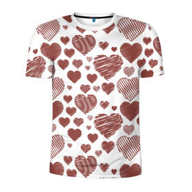 Мужская футболка 3D спортивная с принтом Сердечки в Санкт-Петербурге, 100% полиэстер с улучшенными характеристиками | приталенный силуэт, круглая горловина, широкие плечи, сужается к линии бедра | 14 | love | валентин | губы | день | любовь | подарок | поцелуй | сердце | страсть | февраль