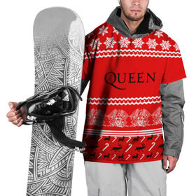 Накидка на куртку 3D с принтом Праздничный Queen в Санкт-Петербурге, 100% полиэстер |  | paul rodg | queen | quen | брайан мэй | глэм | группа | джон дикон | знак | квин | королева | красный | куин | меркури | меркьюри | мэркури | надпись | новогодний | новый год | поп | праздник | роджер тейлор