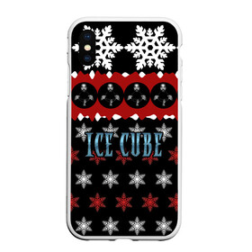 Чехол для iPhone XS Max матовый с принтом Праздничный Ice Cube в Санкт-Петербурге, Силикон | Область печати: задняя сторона чехла, без боковых панелей | Тематика изображения на принте: hip hop | hiphop | ice cube | mc | n.w.a | rap | айс | джексон | западное по | знак | красный | куб | кубе | кубик льда | кьюб | мс | надпись | новогодний | новый год | о ши | оши | праздник | реп | репер | речитатив | рождество