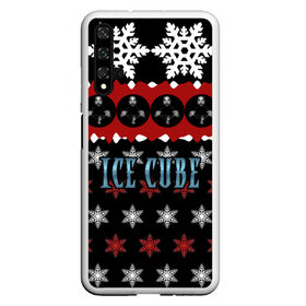 Чехол для Honor 20 с принтом Праздничный Ice Cube в Санкт-Петербурге, Силикон | Область печати: задняя сторона чехла, без боковых панелей | hip hop | hiphop | ice cube | mc | n.w.a | rap | айс | джексон | западное по | знак | красный | куб | кубе | кубик льда | кьюб | мс | надпись | новогодний | новый год | о ши | оши | праздник | реп | репер | речитатив | рождество