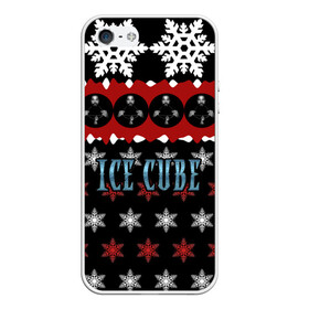 Чехол для iPhone 5/5S матовый с принтом Праздничный Ice Cube в Санкт-Петербурге, Силикон | Область печати: задняя сторона чехла, без боковых панелей | Тематика изображения на принте: hip hop | hiphop | ice cube | mc | n.w.a | rap | айс | джексон | западное по | знак | красный | куб | кубе | кубик льда | кьюб | мс | надпись | новогодний | новый год | о ши | оши | праздник | реп | репер | речитатив | рождество