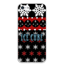 Чехол для iPhone 5/5S матовый с принтом Праздничный Ice Cube в Санкт-Петербурге, Силикон | Область печати: задняя сторона чехла, без боковых панелей | hip hop | hiphop | ice cube | mc | n.w.a | rap | айс | джексон | западное по | знак | красный | куб | кубе | кубик льда | кьюб | мс | надпись | новогодний | новый год | о ши | оши | праздник | реп | репер | речитатив | рождество