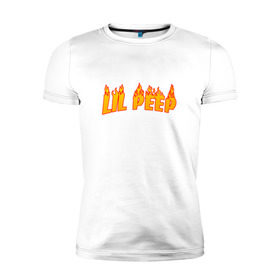 Мужская футболка премиум с принтом Lil Peep flame в Санкт-Петербурге, 92% хлопок, 8% лайкра | приталенный силуэт, круглый вырез ворота, длина до линии бедра, короткий рукав | lil peep | rap | густав ор | лил пип | рэп