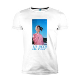 Мужская футболка премиум с принтом Лил Пип в Санкт-Петербурге, 92% хлопок, 8% лайкра | приталенный силуэт, круглый вырез ворота, длина до линии бедра, короткий рукав | lil peep | rap | густав ор | лил пип | рэп